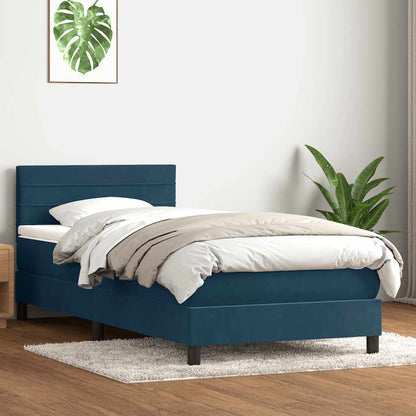 vidaXL Lit coffre avec matelas Bleu foncé 90x220 cm Velours