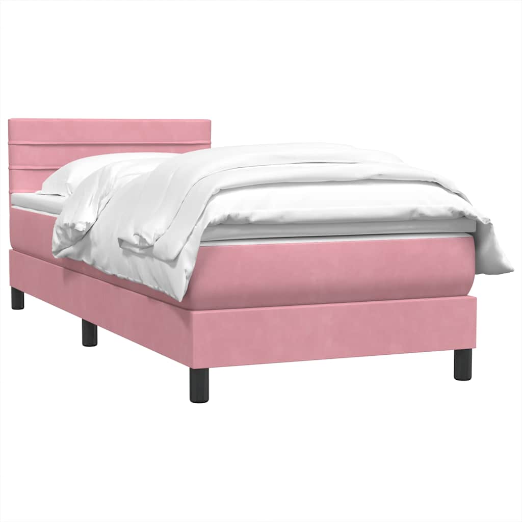vidaXL Boxspringbett mit Matratze Rosa 90x220 cm Samt