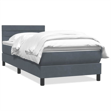 vidaXL Boxspringbett mit Matratze Dunkelgrau 100x220 cm Samt