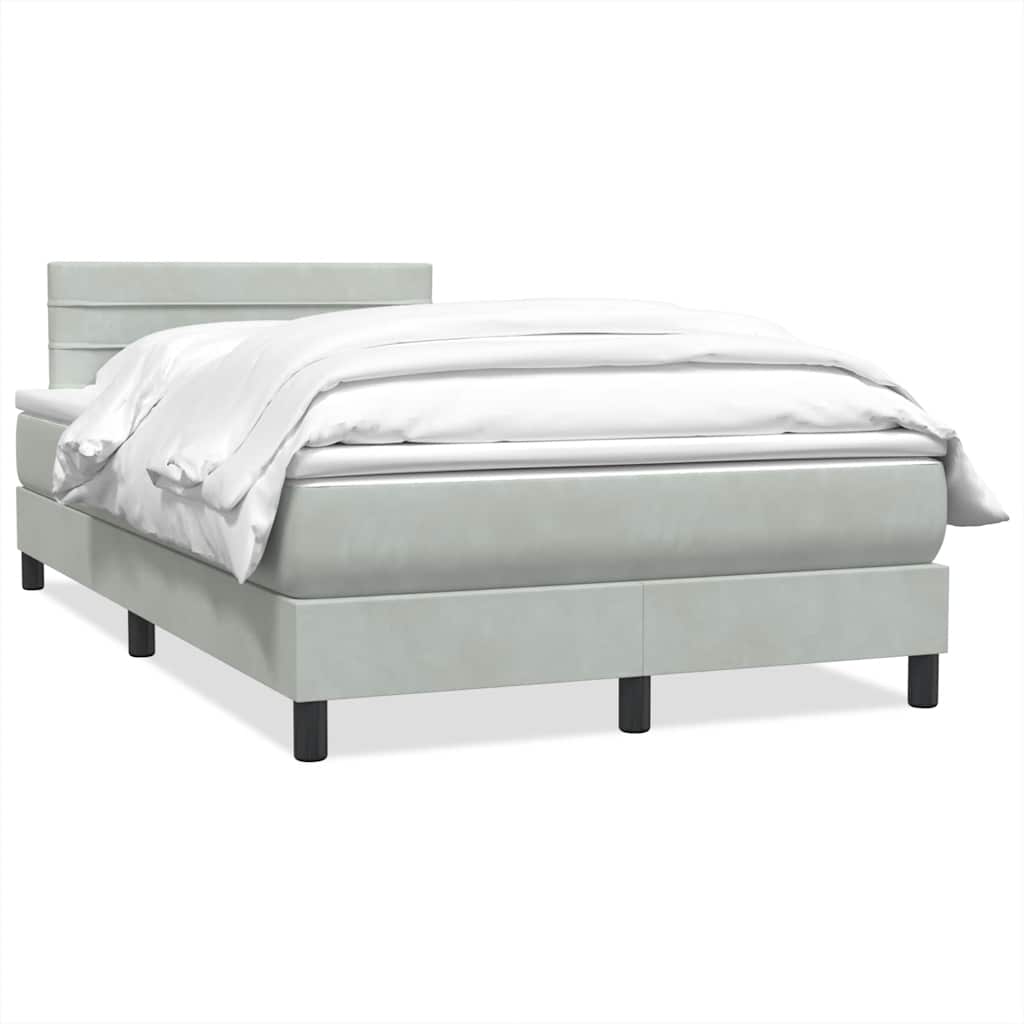 vidaXL Boxspringbett mit Matratze Hellgrau 120x220 cm Samt
