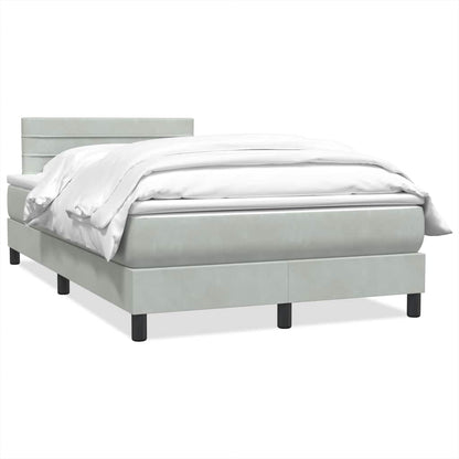 vidaXL Boxspringbett mit Matratze Hellgrau 120x220 cm Samt
