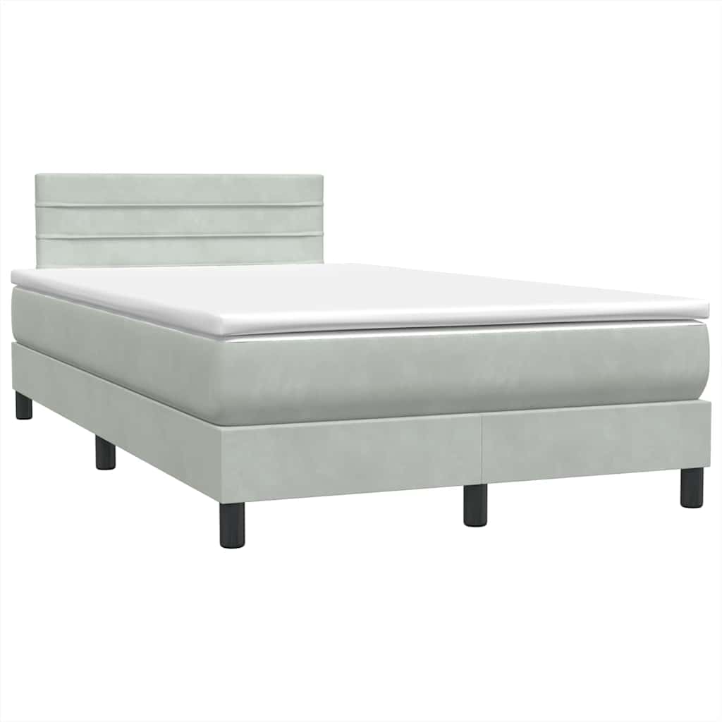 vidaXL Boxspringbett mit Matratze Hellgrau 120x220 cm Samt