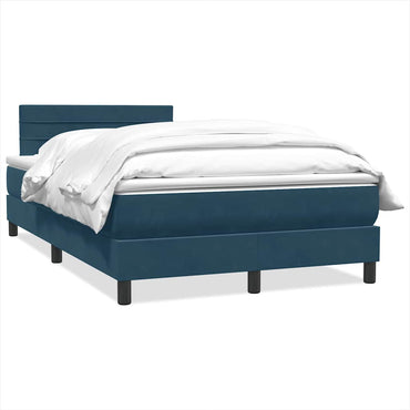 vidaXL Boxspringbett mit Matratze Dunkelblau 120x220 cm Samt