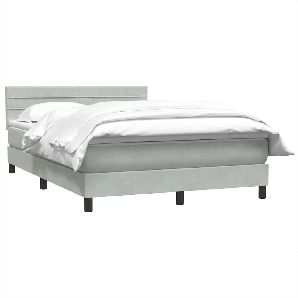 vidaXL Lit tapissier avec matelas Gris clair 140x220 cm Velours