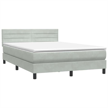 vidaXL Lit tapissier avec matelas Gris clair 140x220 cm Velours
