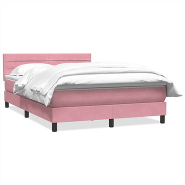 vidaXL Boxspringbett mit Matratze Rosa 140x220 cm Samt