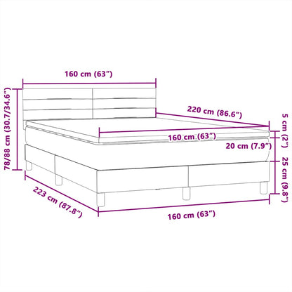 vidaXL Lit tapissier avec matelas Noir 160x220 cm Velours