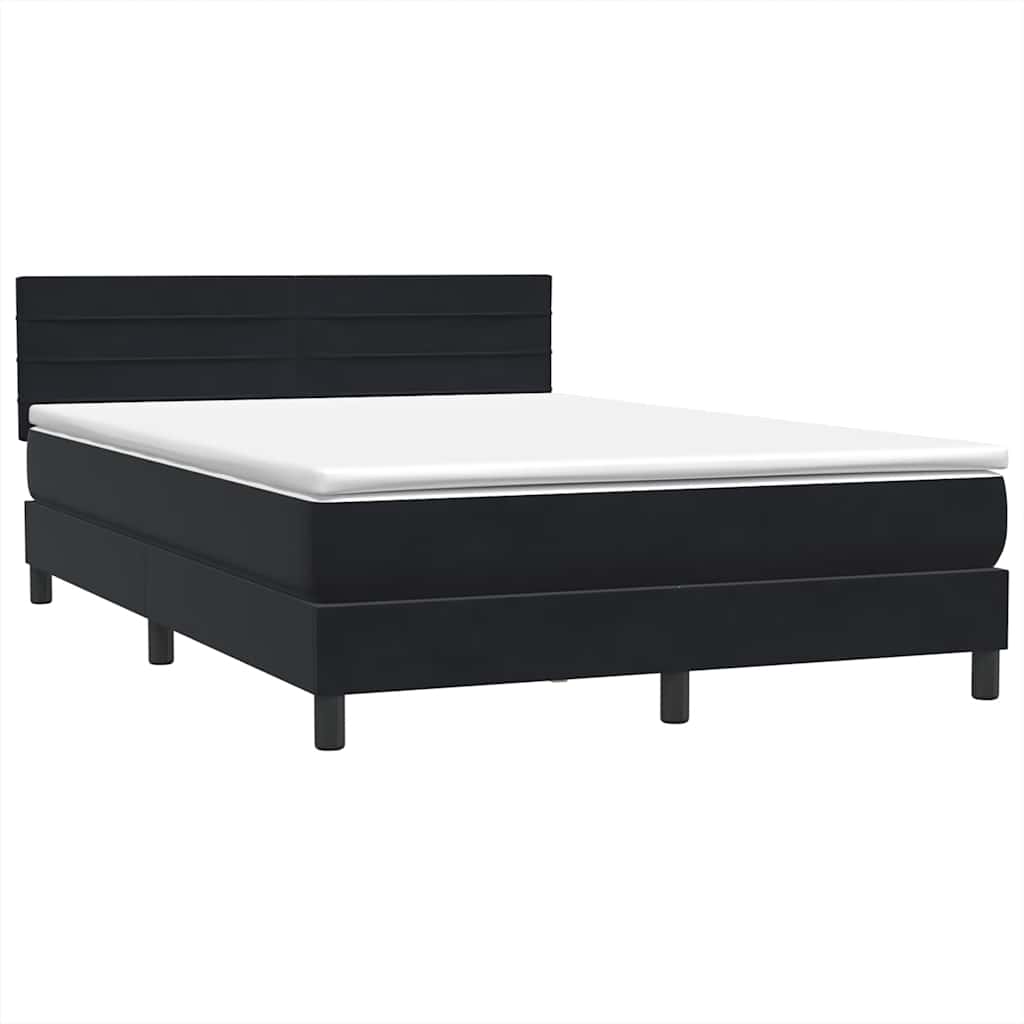 vidaXL Lit tapissier avec matelas Noir 160x220 cm Velours