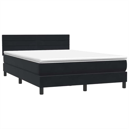 vidaXL Lit tapissier avec matelas Noir 160x220 cm Velours