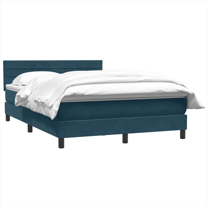 vidaXL Boxspringbett mit Matratze Dunkelblau 160x220 cm Samt