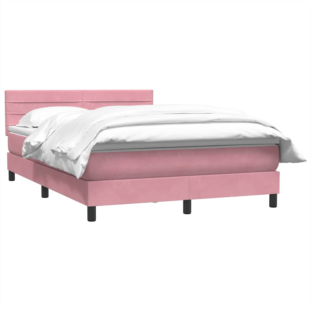 vidaXL Boxspringbett mit Matratze Rosa 160x220 cm Samt