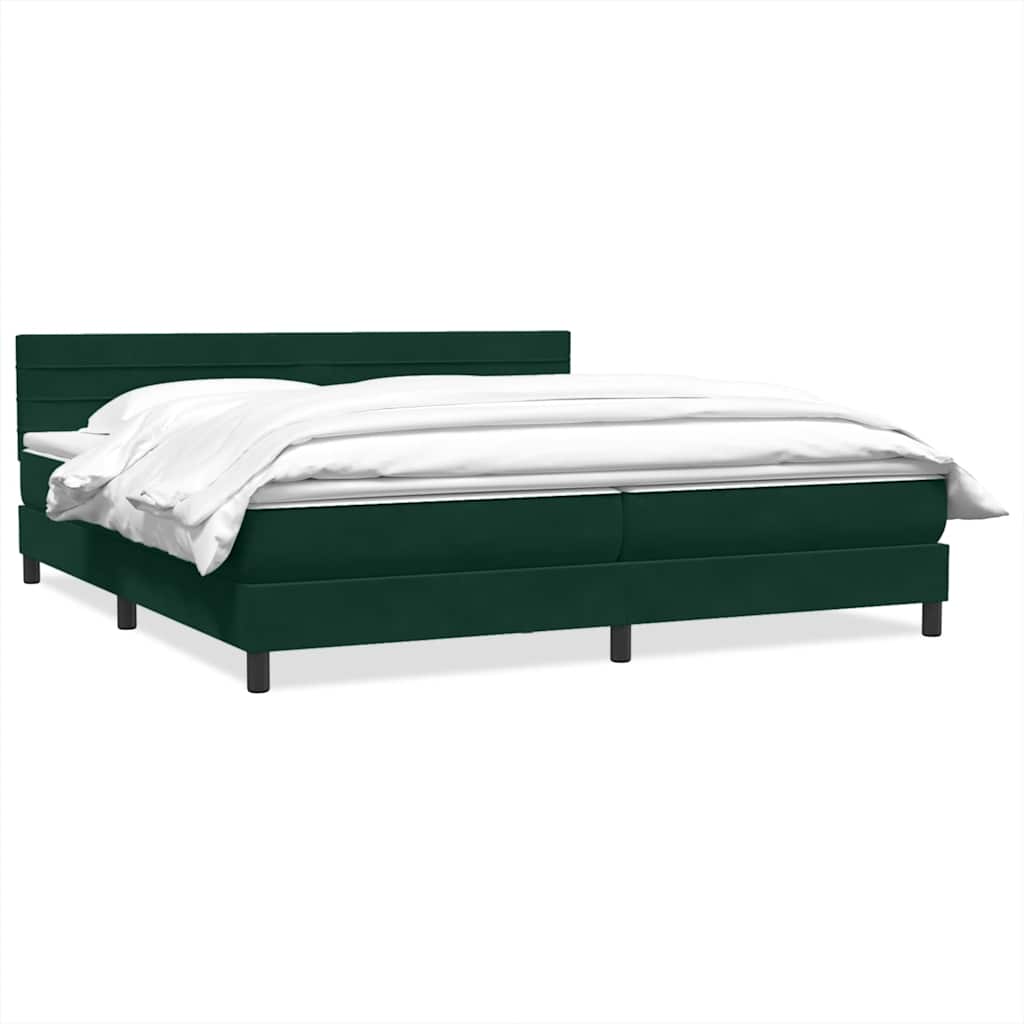 vidaXL Lit coffre avec matelas Vert foncé 180x220 cm Velours