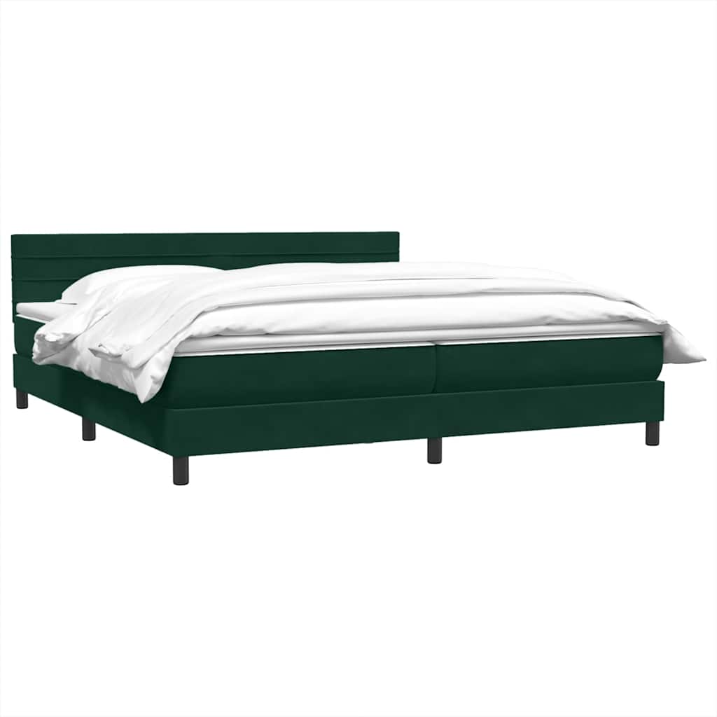 vidaXL Lit coffre avec matelas Vert foncé 180x220 cm Velours