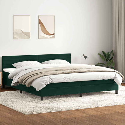 vidaXL Lit coffre avec matelas Vert foncé 180x220 cm Velours