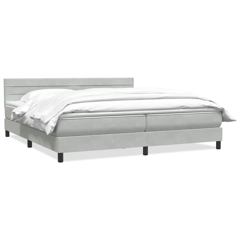 vidaXL Boxspringbett mit Matratze Hellgrau 200x220 cm Samt