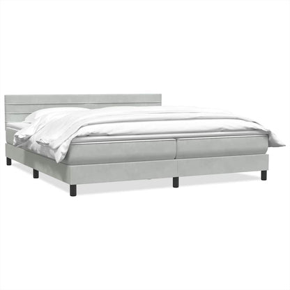 vidaXL Boxspringbett mit Matratze Hellgrau 200x220 cm Samt