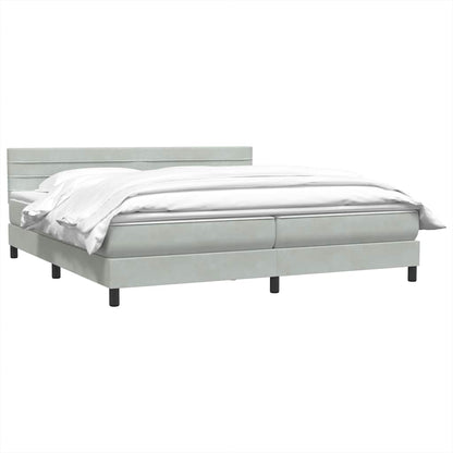 vidaXL Boxspringbett mit Matratze Hellgrau 200x220 cm Samt