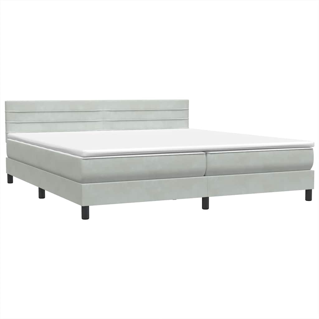 vidaXL Boxspringbett mit Matratze Hellgrau 200x220 cm Samt