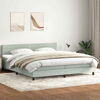 vidaXL Boxspringbett mit Matratze Hellgrau 200x220 cm Samt
