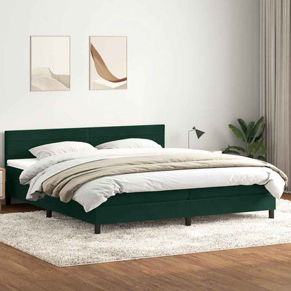 vidaXL Boxspringbett mit Matratze Dunkelgrün 200x220 cm Samt