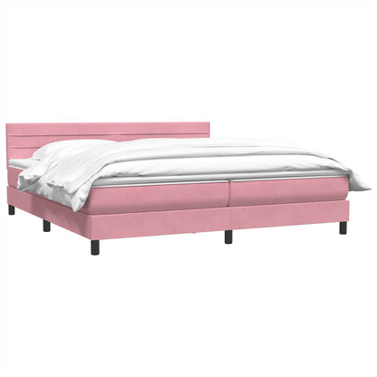 vidaXL Boxspringbett mit Matratze Rosa 200x220 cm Samt