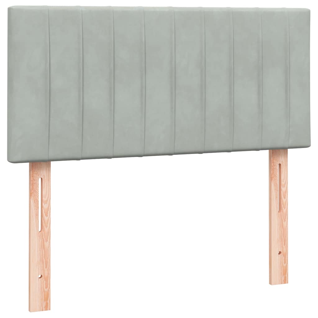 vidaXL Boxspringbett mit Matratze Hellgrau 80x210 cm Samt