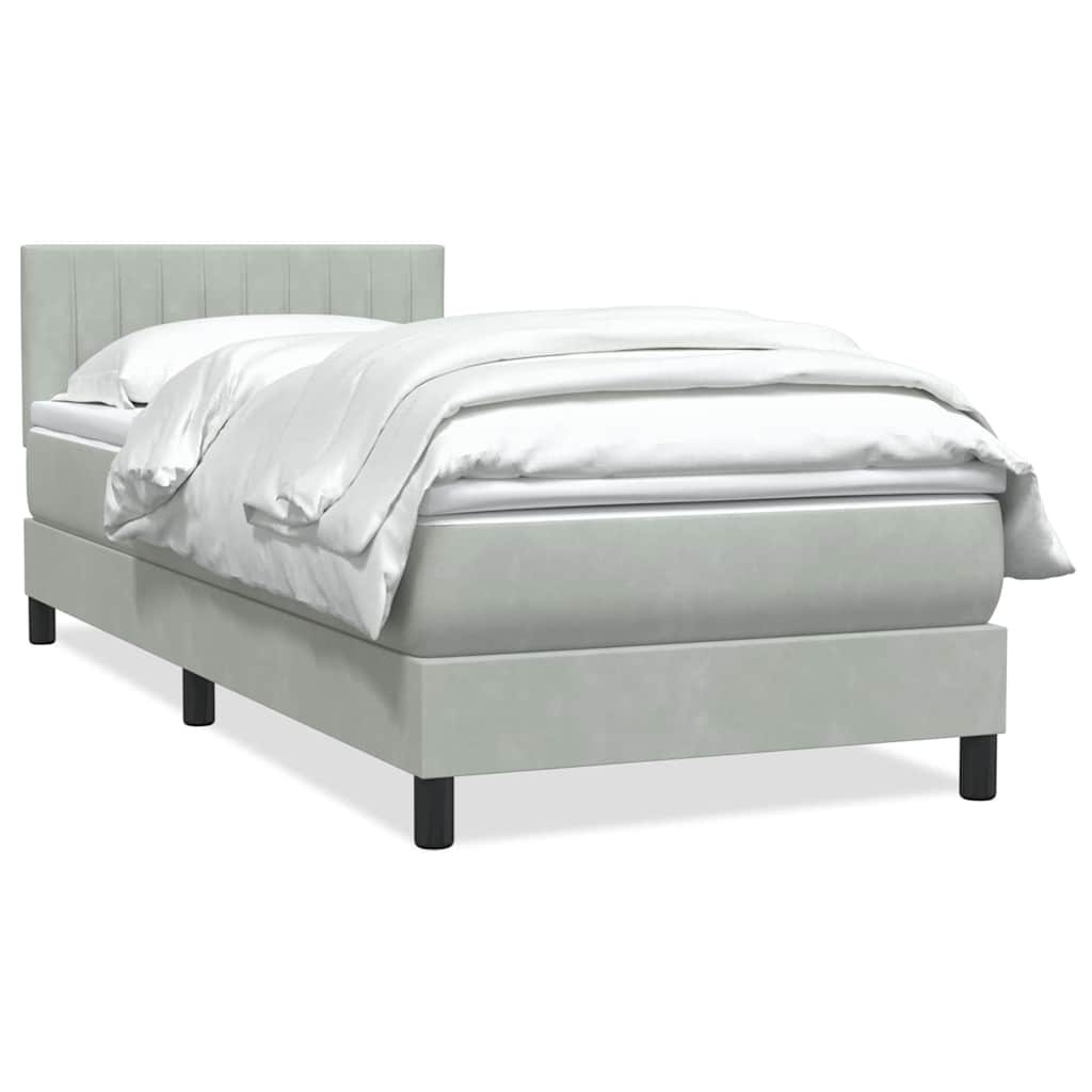 vidaXL Boxspringbett mit Matratze Hellgrau 80x210 cm Samt