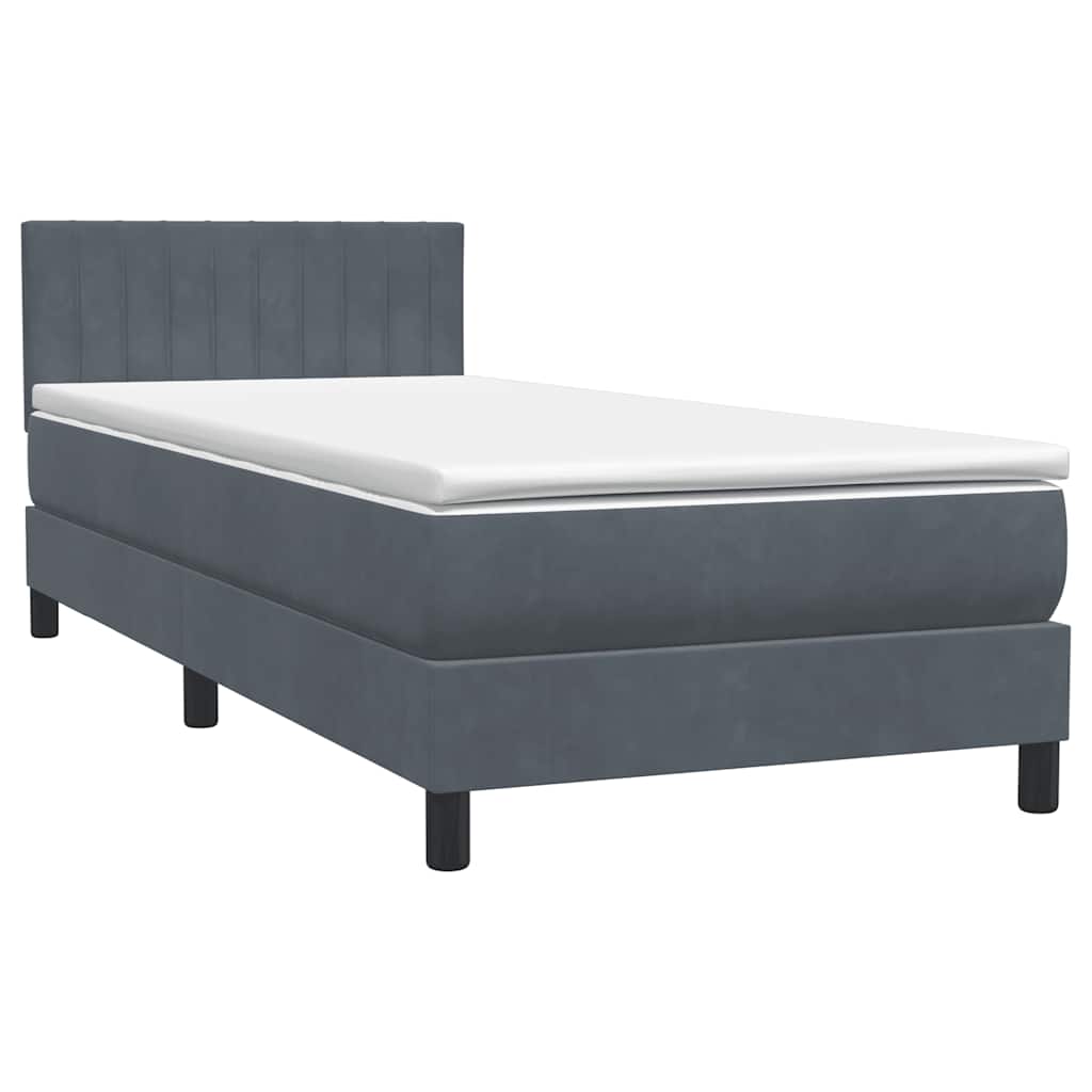 vidaXL Boxspringbett mit Matratze Dunkelgrau 80x210 cm Samt