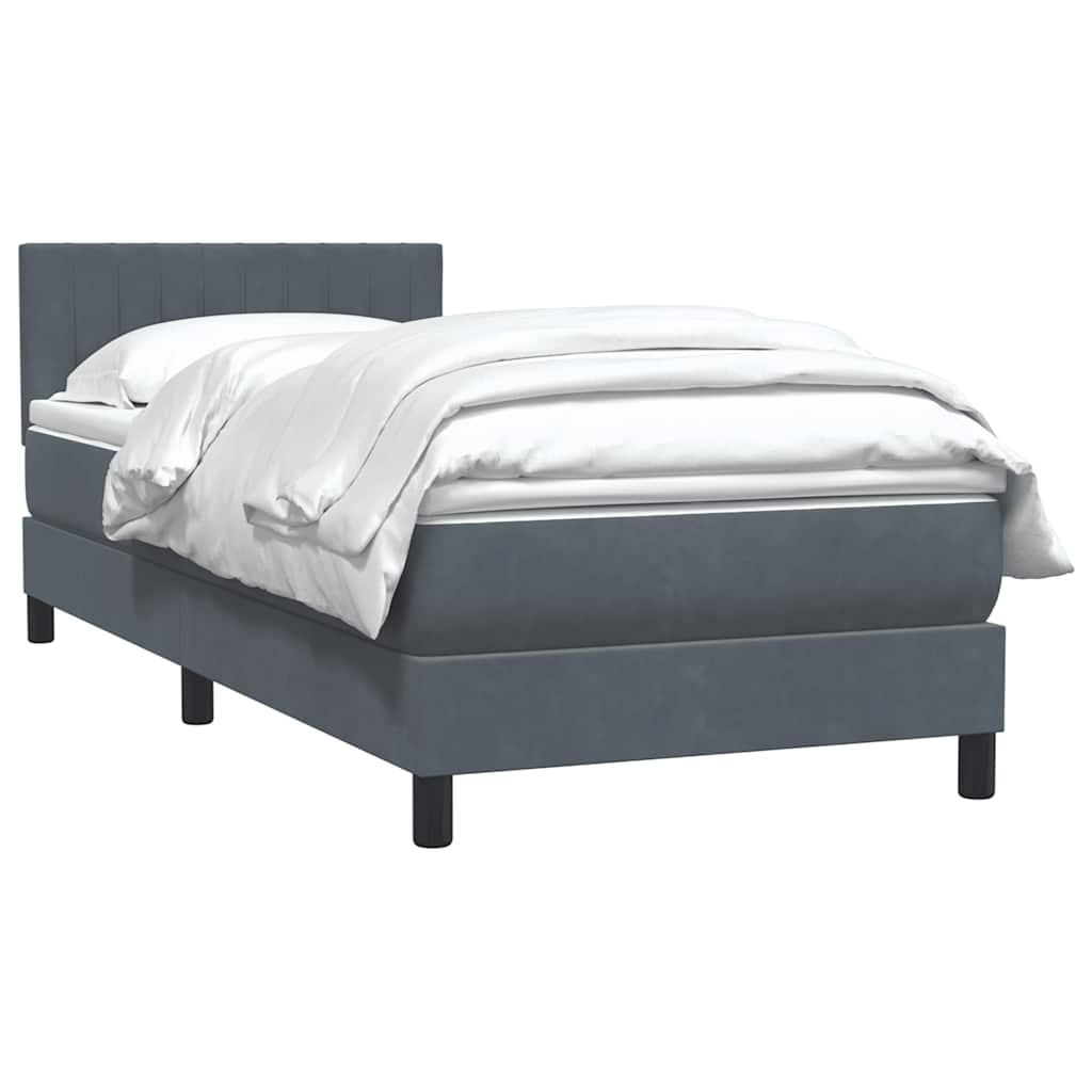 vidaXL Boxspringbett mit Matratze Dunkelgrau 80x210 cm Samt