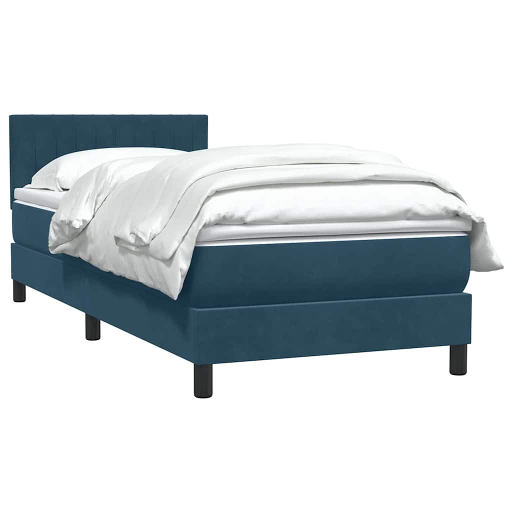 vidaXL Boxspringbett mit Matratze Dunkelblau 80x210 cm Samt