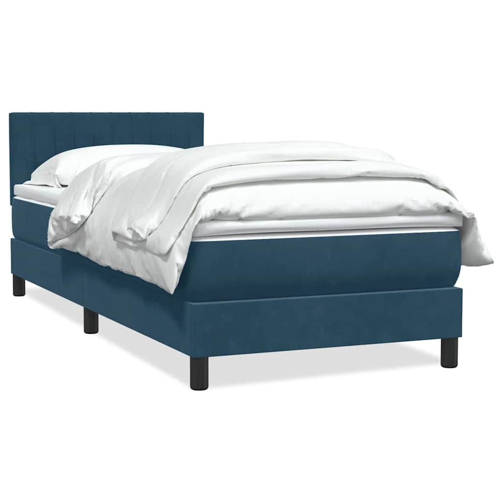 vidaXL Boxspringbett mit Matratze Dunkelblau 80x210 cm Samt