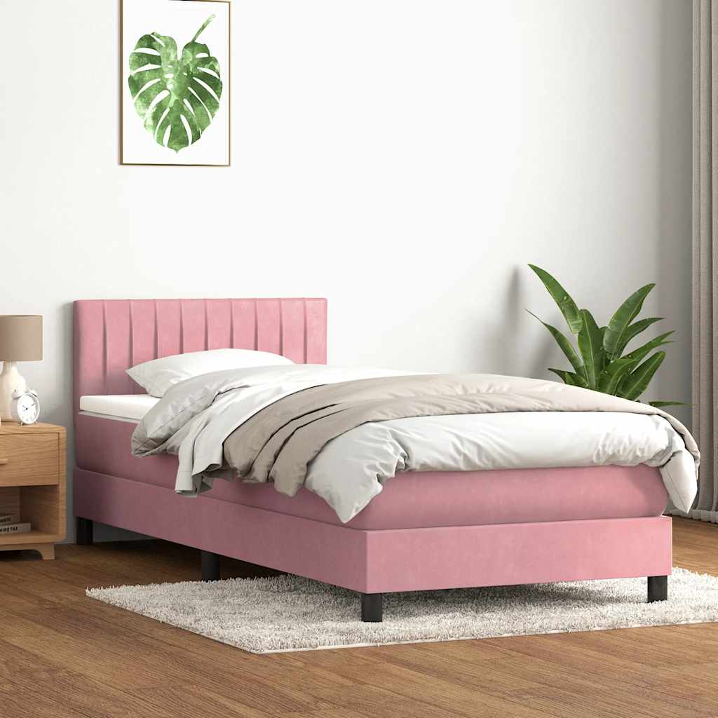 vidaXL Boxspringbett mit Matratze Rosa 80x210 cm Samt