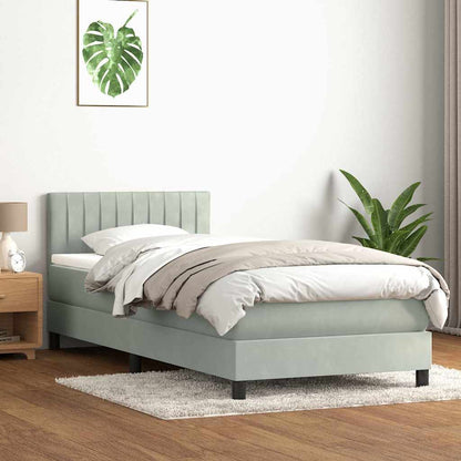 vidaXL Boxspringbett mit Matratze Hellgrau 90x210 cm Samt