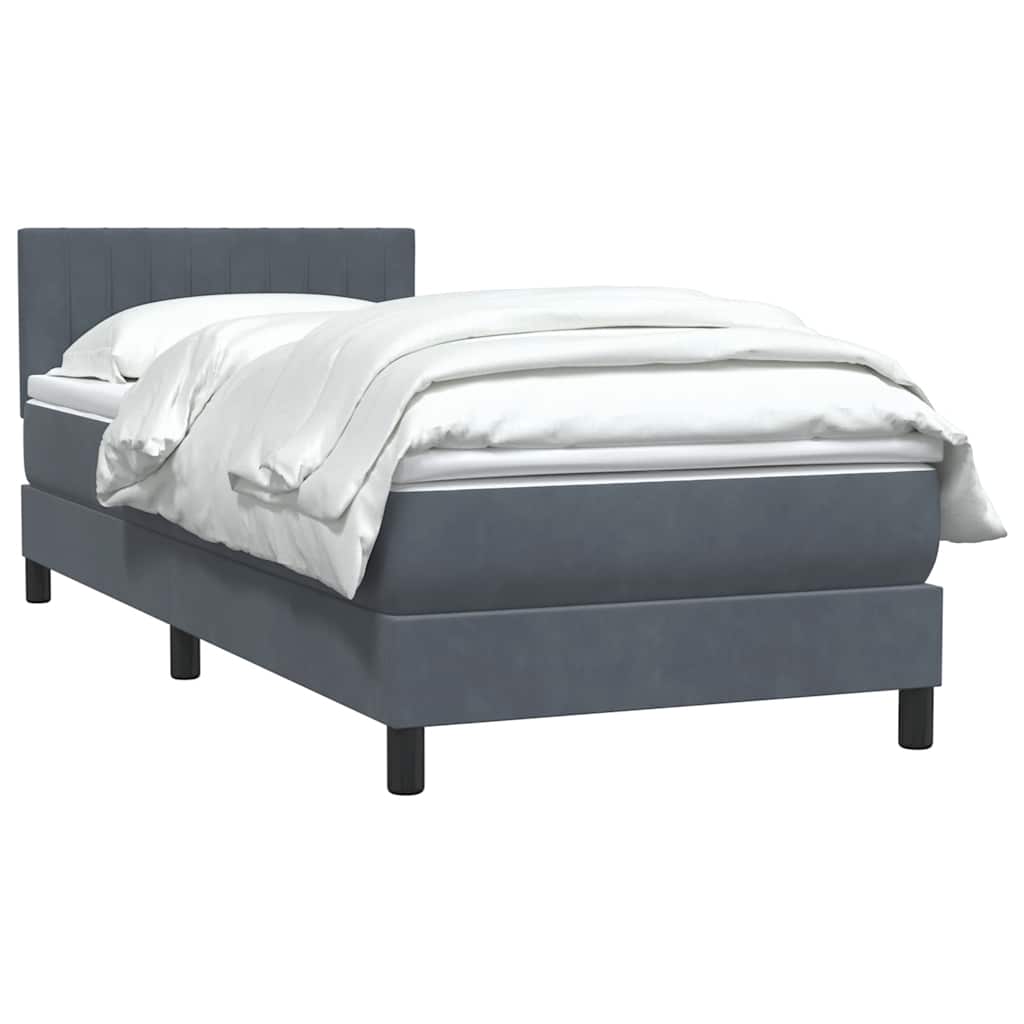 vidaXL Boxspringbett mit Matratze Dunkelgrau 90x210 cm Samt