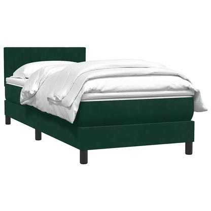 vidaXL Boxspringbett mit Matratze Dunkelgrün 90x210 cm Samt