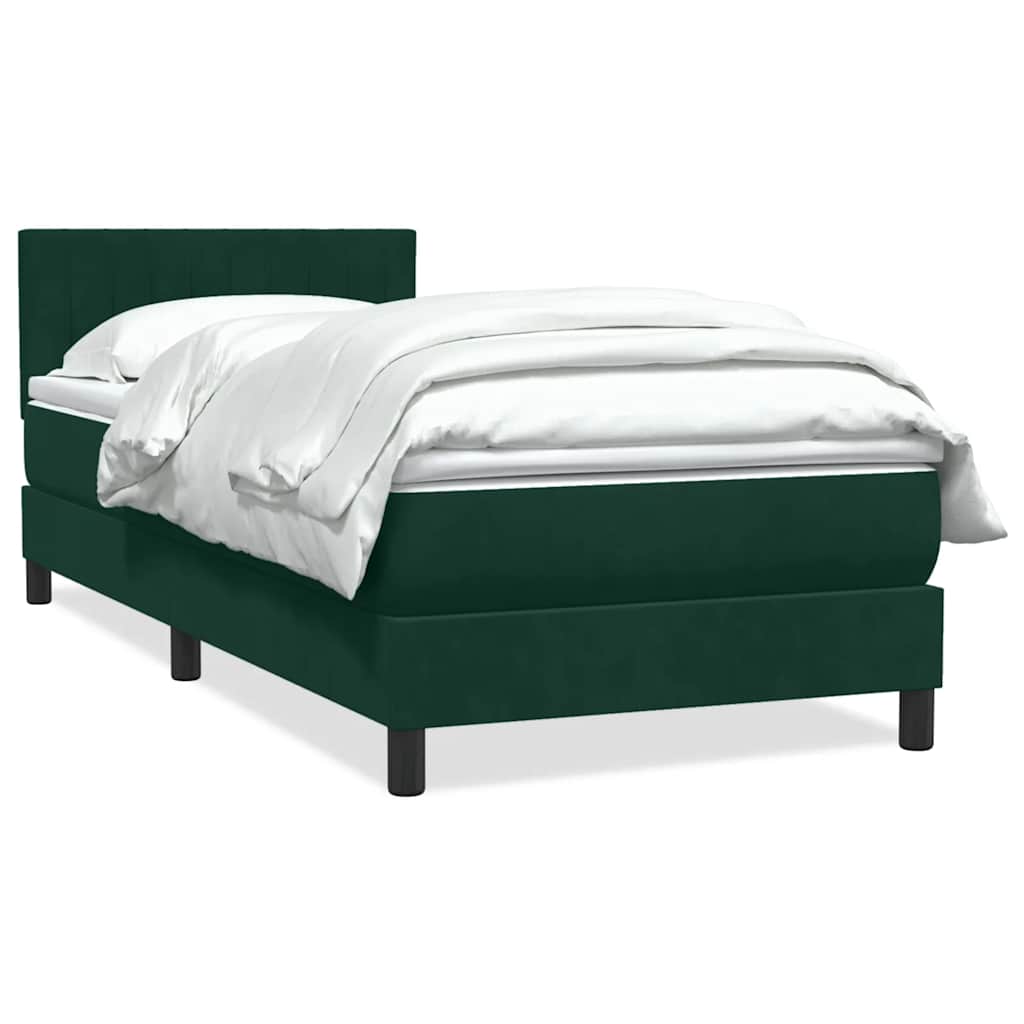 vidaXL Boxspringbett mit Matratze Dunkelgrün 90x210 cm Samt
