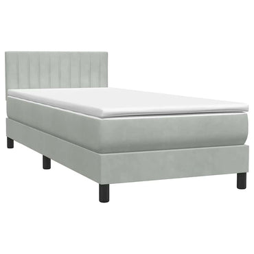 vidaXL Boxspringbett mit Matratze Hellgrau 100x210 cm Samt