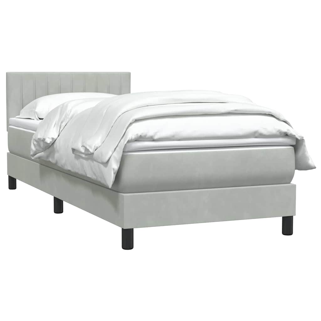 vidaXL Boxspringbett mit Matratze Hellgrau 100x210 cm Samt