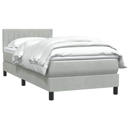 vidaXL Boxspringbett mit Matratze Hellgrau 100x210 cm Samt