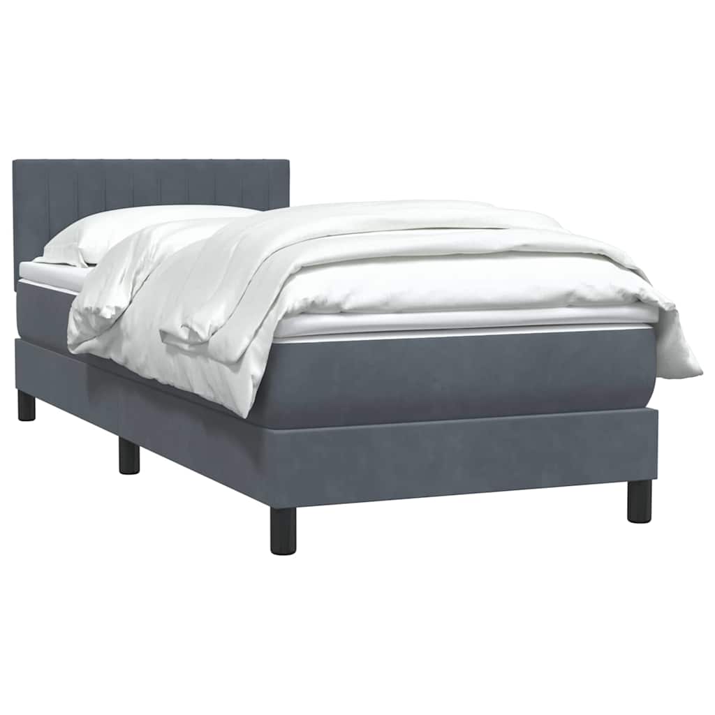 vidaXL Boxspringbett mit Matratze Dunkelgrau 100x210 cm Samt