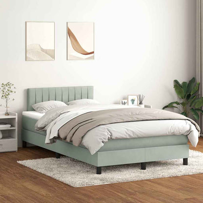 vidaXL Boxspringbett mit Matratze Hellgrau 120x210 cm Samt