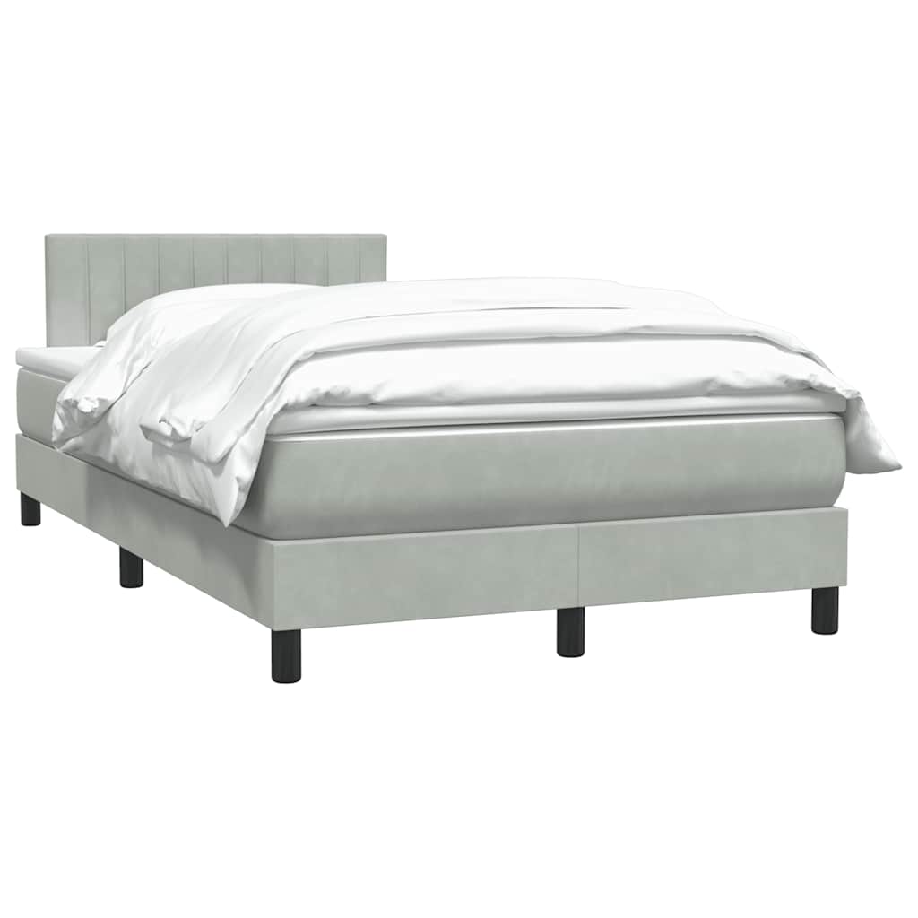 vidaXL Boxspringbett mit Matratze Hellgrau 120x210 cm Samt