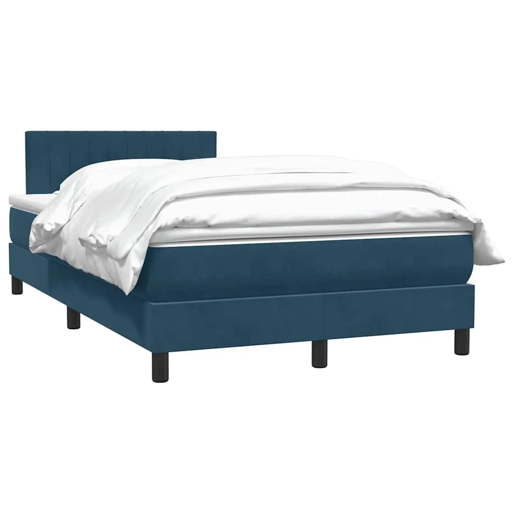vidaXL Boxspringbett mit Matratze Dunkelblau 120x210 cm Samt