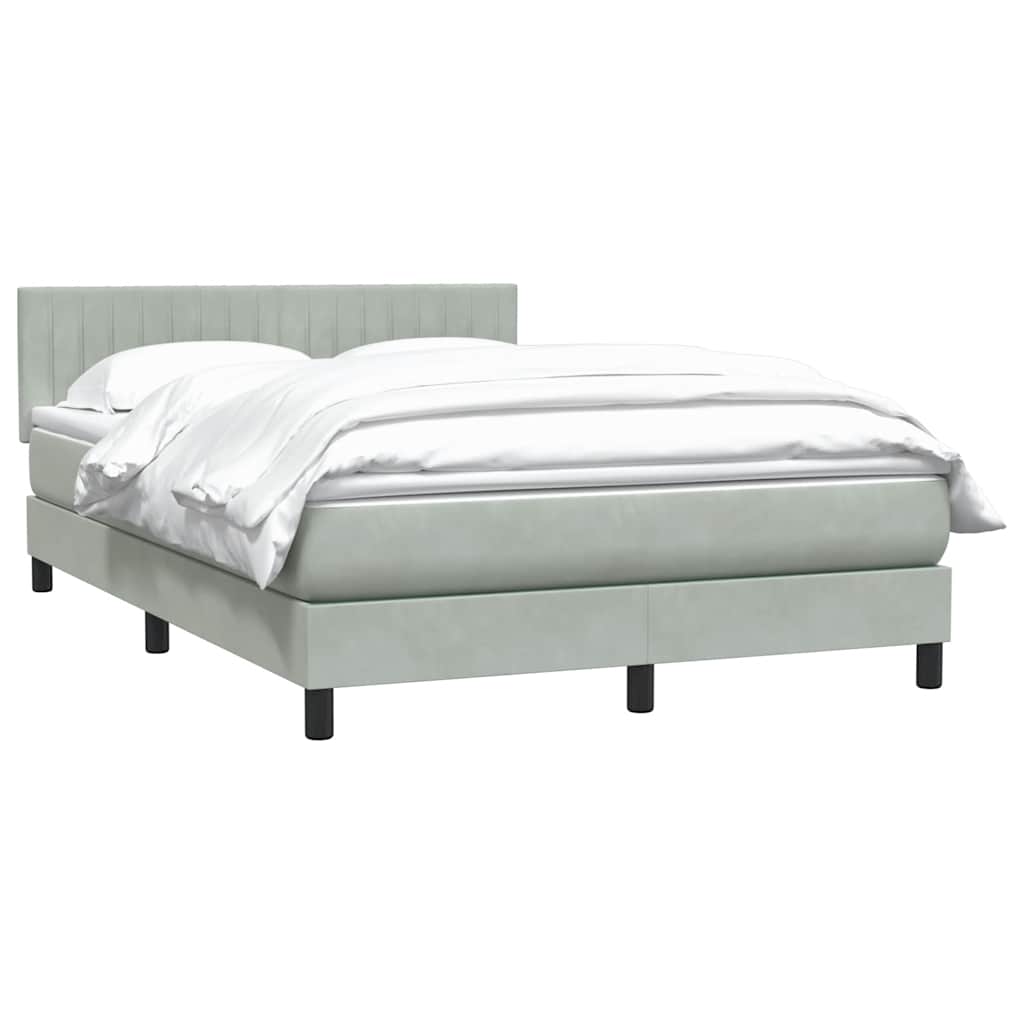 vidaXL Boxspringbett mit Matratze Hellgrau 140x210 cm Samt