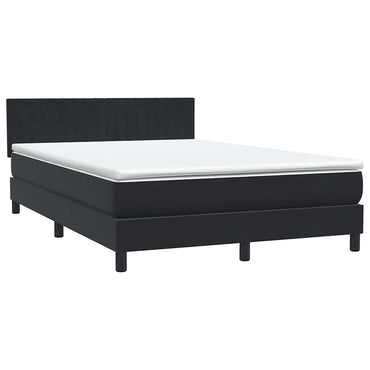 vidaXL Boxspringbett mit Matratze Schwarz 140x210 cm Samt
