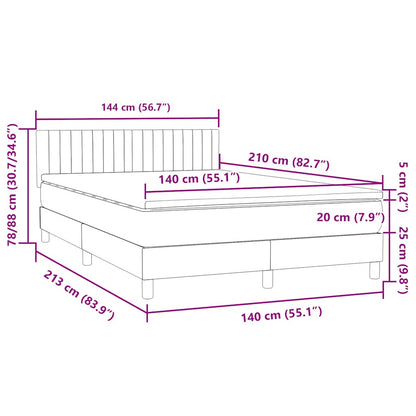 vidaXL Boxspringbett mit Matratze Schwarz 140x210 cm Samt