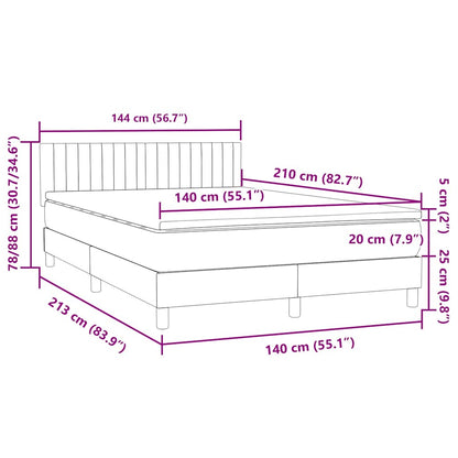 vidaXL Boxspringbett mit Matratze Dunkelblau 140x210 cm Samt