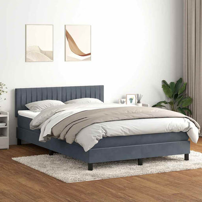 vidaXL Boxspringbett mit Matratze Dunkelgrau 160x210 cm Samt