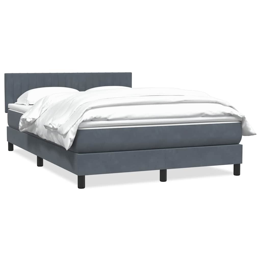 vidaXL Boxspringbett mit Matratze Dunkelgrau 160x210 cm Samt