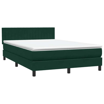 vidaXL Boxspringbett mit Matratze Dunkelgrün 160x210 cm Samt